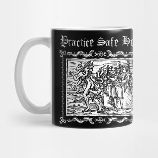 Practice Safe Hex - Witchcore - Vintage Distressed Occult - Gothic Woodcut Mug